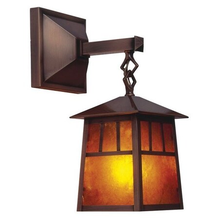 Arroyo Craftsman 8" Raymond Wall Mount, Antique Brass, Gold White Iridescent Glass RB-8GW-AB